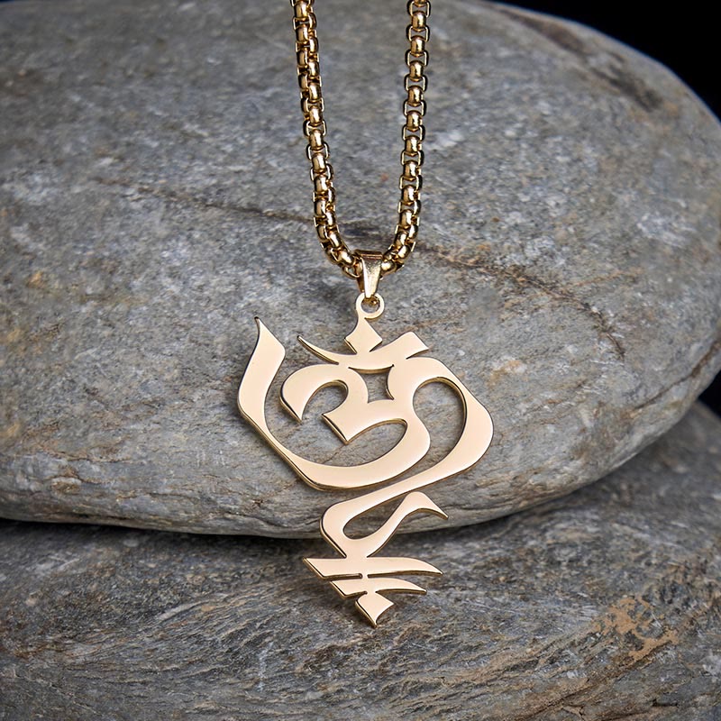 Nimara Ritual Vintage OM Symbol geometry Design Stainless Steel Connection Necklace Pendant