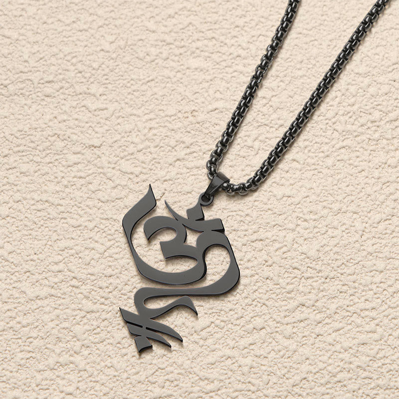 Nimara Ritual Vintage OM Symbol geometry Design Stainless Steel Connection Necklace Pendant