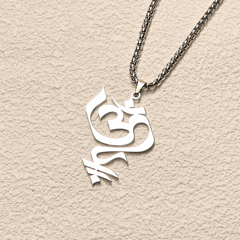 Nimara Ritual Vintage OM Symbol geometry Design Stainless Steel Connection Necklace Pendant