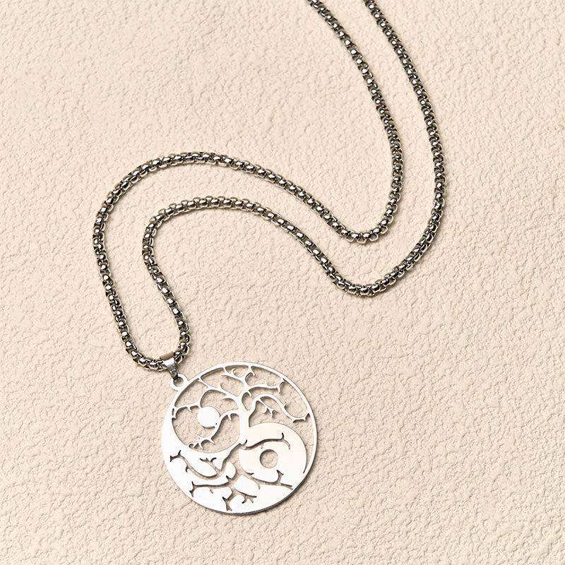 Nimara Ritual Branches Hollow Yin Yang Design Stainless Steel Balance Necklace Pendant