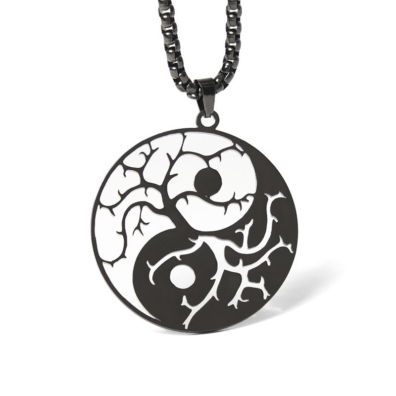 Nimara Ritual Branches Hollow Yin Yang Design Stainless Steel Balance Necklace Pendant