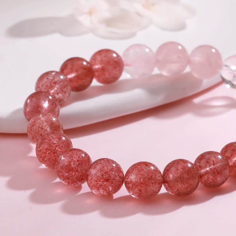 Nimara Ritual Amethyst Rose Quartz Strawberry Quartz Good Luck Charm Bracelet
