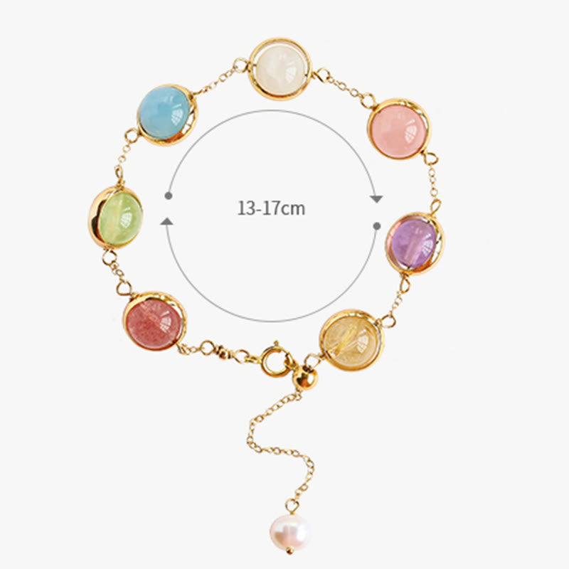 Nimara Ritual Colorful Crystal Amethyst Strawberry Quartz Balance Bracelet