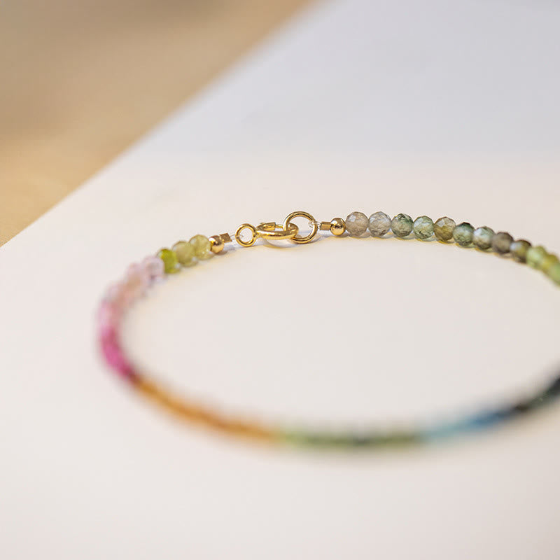Nimara Ritual 2.5mm Natural Tourmaline Ultra-thin Beads Positive Bracelet