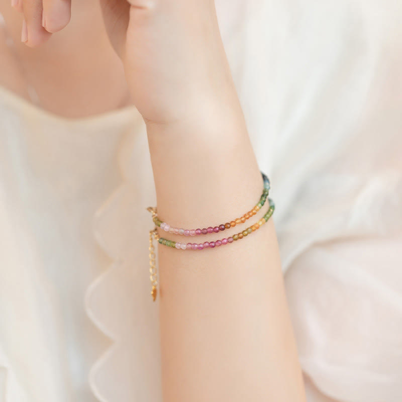 Nimara Ritual 2.5mm Natural Tourmaline Ultra-thin Beads Positive Bracelet