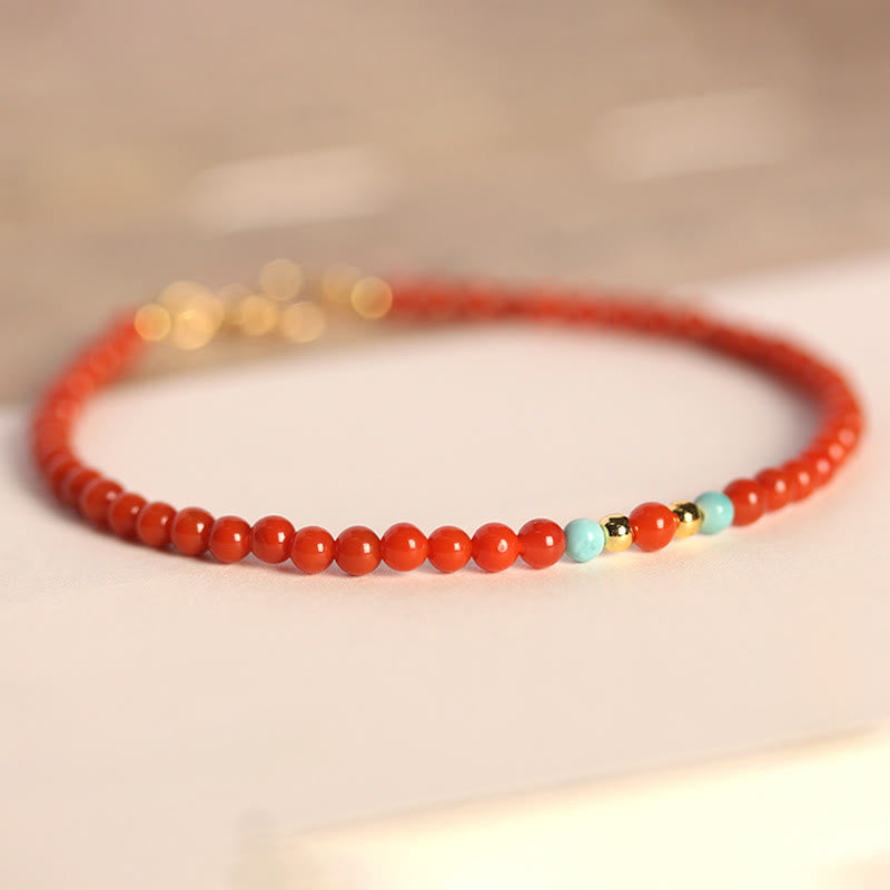 Nimara Ritual 3mm Natural South Red Agate Ultra-thin Beads Positive Bracelet