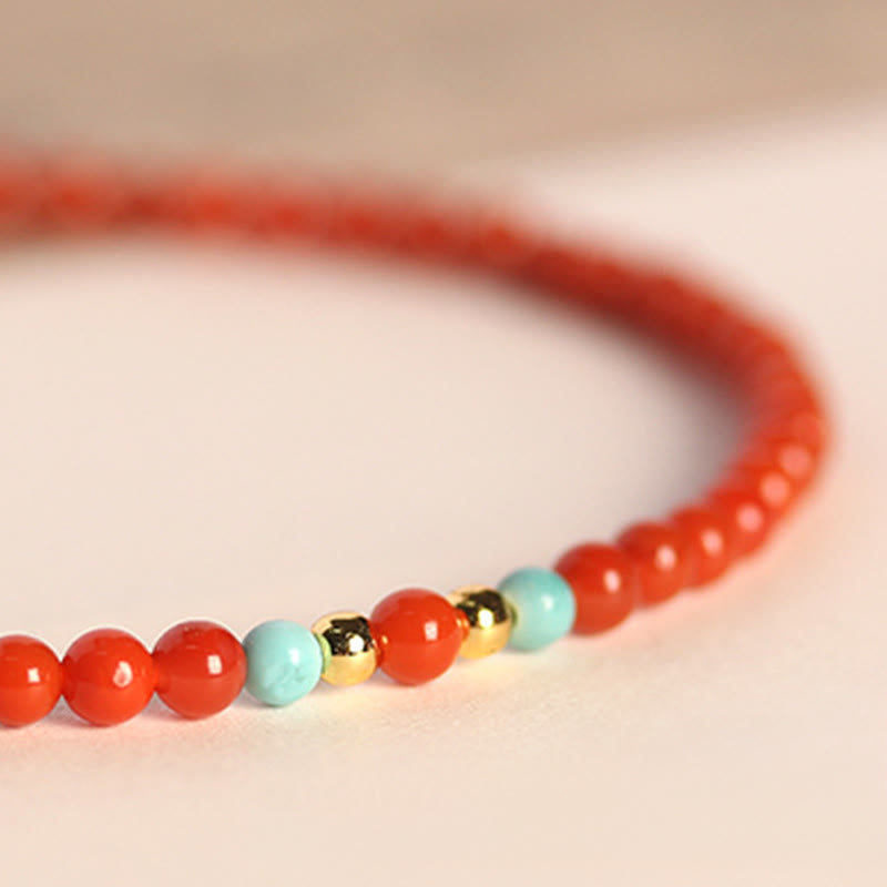 Nimara Ritual 3mm Natural South Red Agate Ultra-thin Beads Positive Bracelet