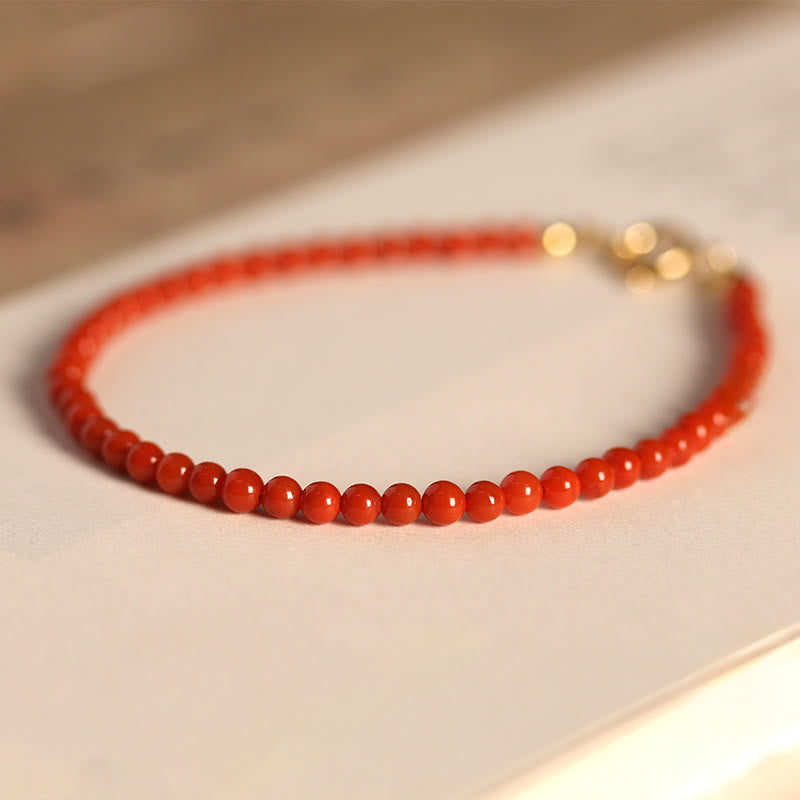 Nimara Ritual 3mm Natural South Red Agate Ultra-thin Beads Positive Bracelet