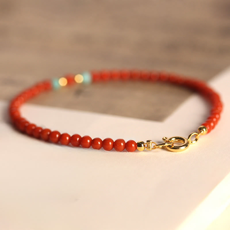 Nimara Ritual 3mm Natural South Red Agate Ultra-thin Beads Positive Bracelet