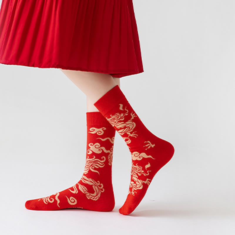 Nimara Ritual Casual Red Dragon Cotton Quarter Men Women Unisex Socks
