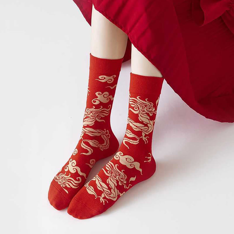 Nimara Ritual Casual Red Dragon Cotton Quarter Men Women Unisex Socks