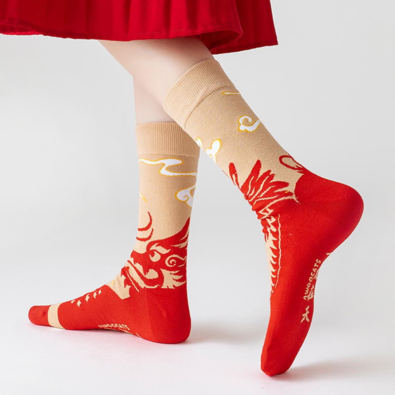 Nimara Ritual Casual Red Dragon Cotton Quarter Men Women Unisex Socks