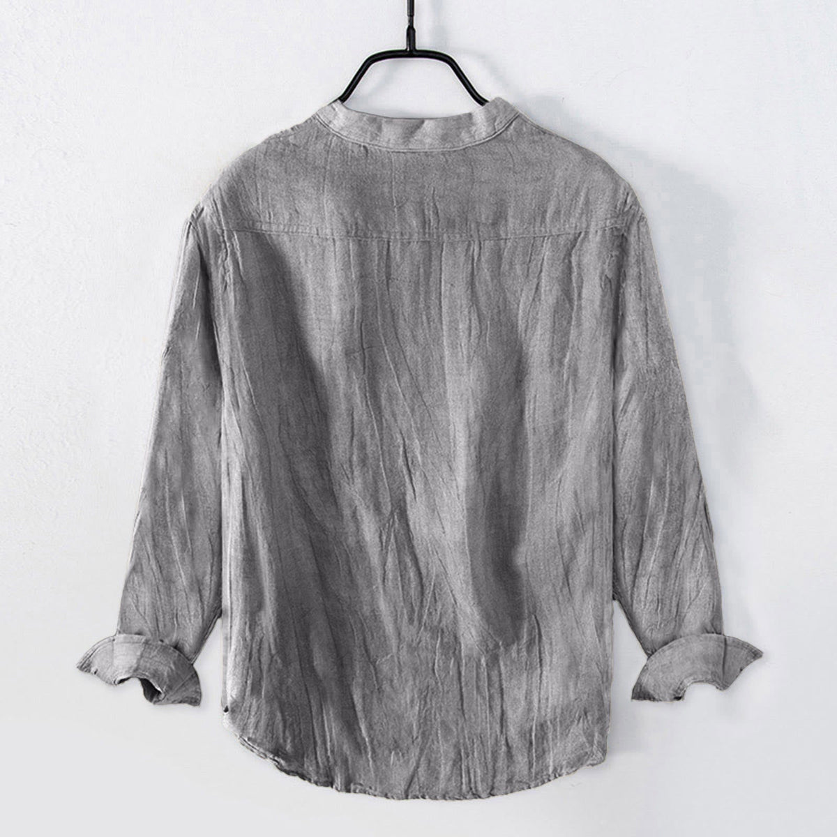 Nimara Ritual Solid Color Long Sleeve Half Button Shirt Cotton Linen Men Clothing