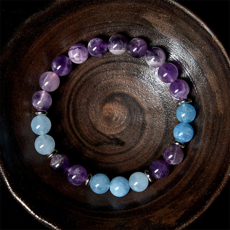 Nimara Ritual Amethyst Aquamarine Spacer Beads Peace Bracelet