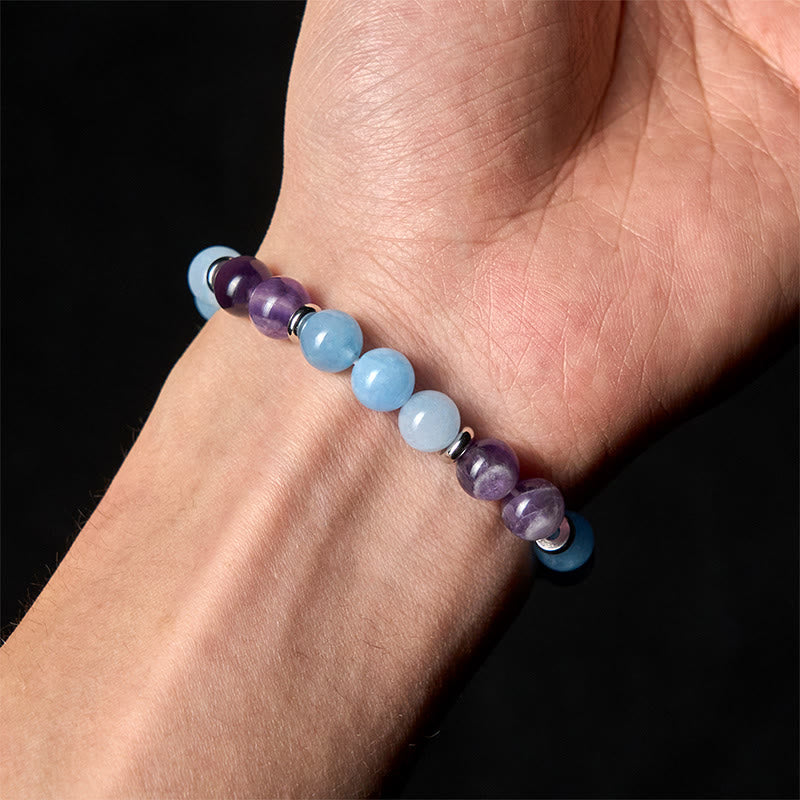Nimara Ritual Amethyst Aquamarine Spacer Beads Peace Bracelet