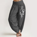 Nimara Ritual Lotus Flower Unalome Symbol Pattern Pure Cotton Women's Elastic Waist Harem Pants