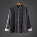 Nimara Ritual Men's Frog-Button Mandarin Collar Long Sleeve Cotton Jacket Tang Suit With Pockets