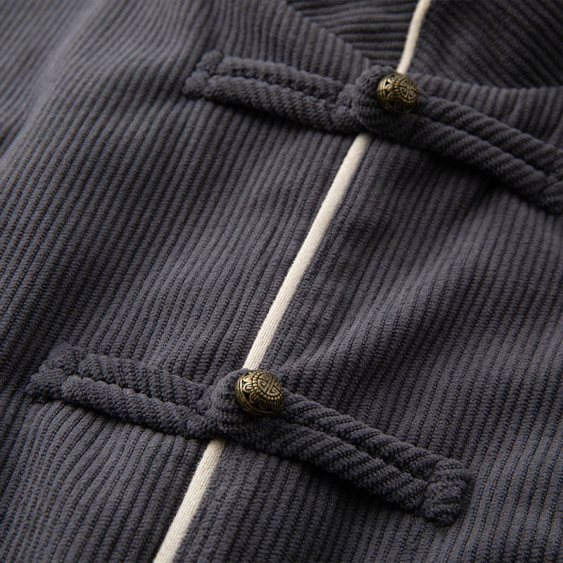Nimara Ritual Men's Frog-Button Mandarin Collar Long Sleeve Cotton Jacket Tang Suit With Pockets