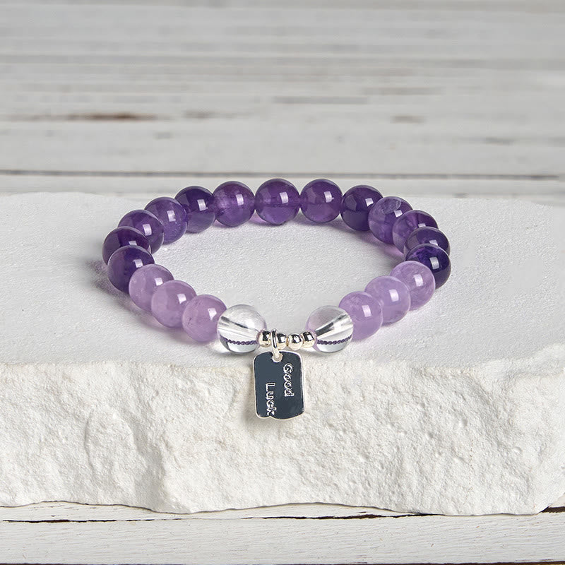 Nimara Ritual Amethyst Rose Quartz Strawberry Quartz Good Luck Charm Bracelet