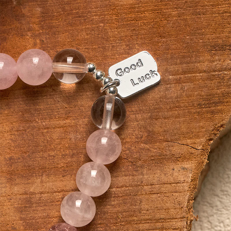 Nimara Ritual Amethyst Rose Quartz Strawberry Quartz Good Luck Charm Bracelet