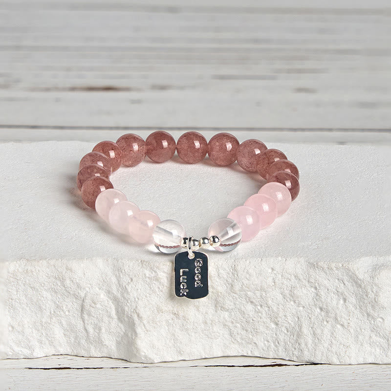 Nimara Ritual Amethyst Rose Quartz Strawberry Quartz Good Luck Charm Bracelet