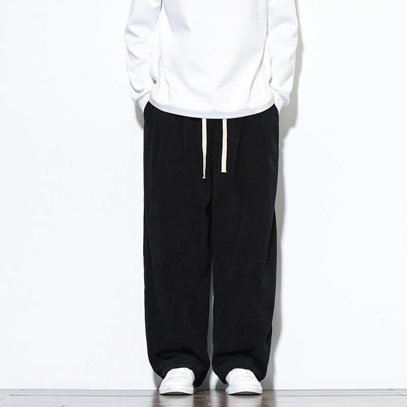 Nimara Ritual Plain Drawstring Pure Corduroy Men's Harem Pants With Pockets