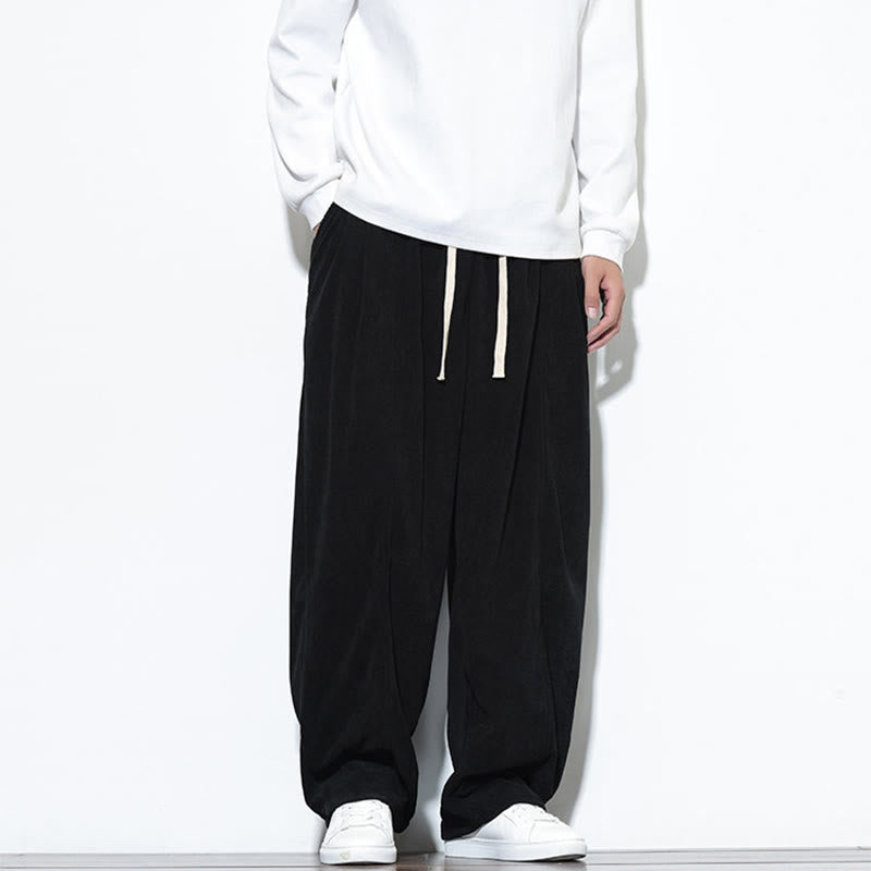 Nimara Ritual Plain Drawstring Pure Corduroy Men's Harem Pants With Pockets