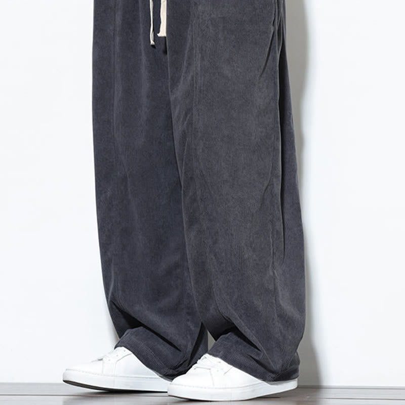 Nimara Ritual Plain Drawstring Pure Corduroy Men's Harem Pants With Pockets