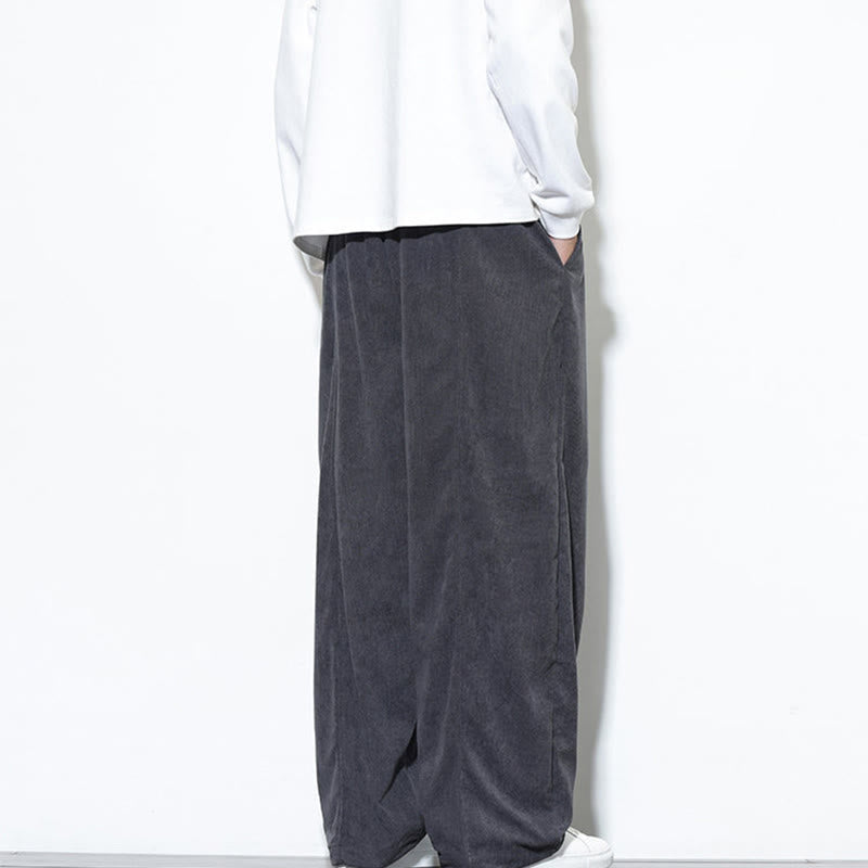 Nimara Ritual Plain Drawstring Pure Corduroy Men's Harem Pants With Pockets