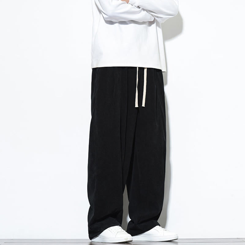 Nimara Ritual Plain Drawstring Pure Corduroy Men's Harem Pants With Pockets