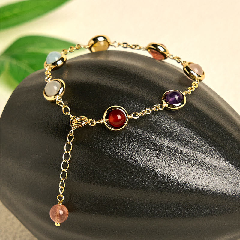 Nimara Ritual Colorful Crystal Amethyst Strawberry Quartz Balance Bracelet
