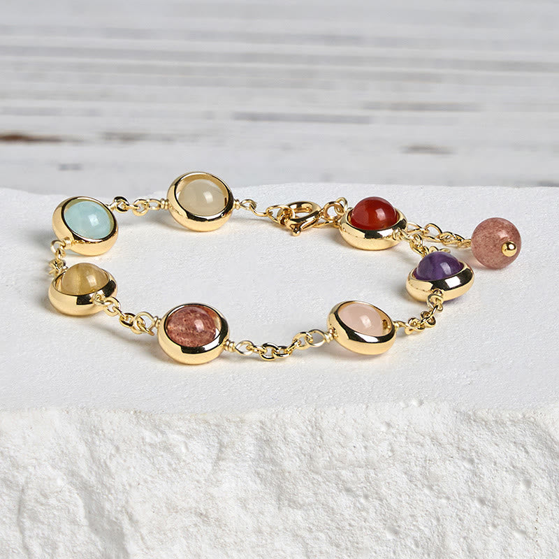 Nimara Ritual Colorful Crystal Amethyst Strawberry Quartz Balance Bracelet