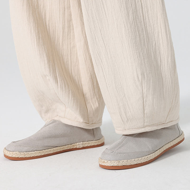 Nimara Ritual Daily Drawstring Chinese Zen Style Men's Wide Leg Pure Pants With Pockets