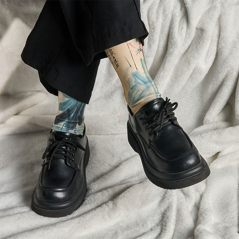 Nimara Ritual Casual Lotus Chinese Landscape Painting Micro Crew Men Women Unisex Socks