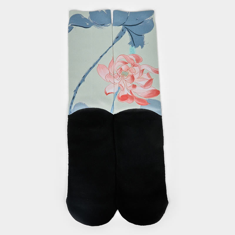 Nimara Ritual Casual Lotus Painting Micro Crew Men Women Unisex Socks