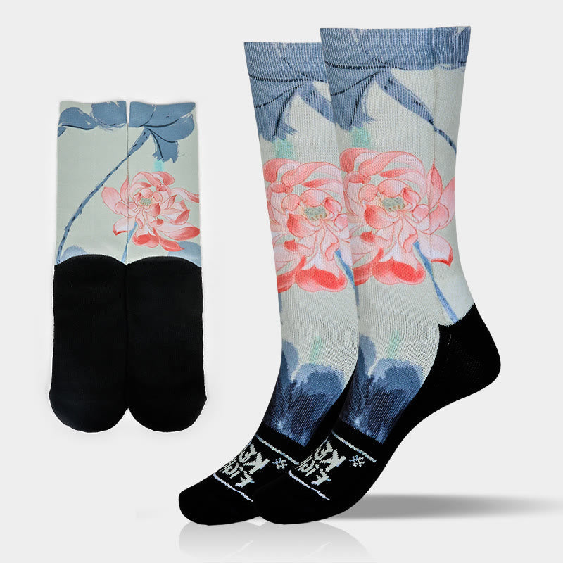 Nimara Ritual Casual Lotus Painting Micro Crew Men Women Unisex Socks
