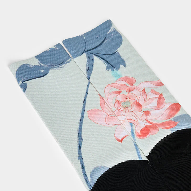 Nimara Ritual Casual Lotus Painting Micro Crew Men Women Unisex Socks