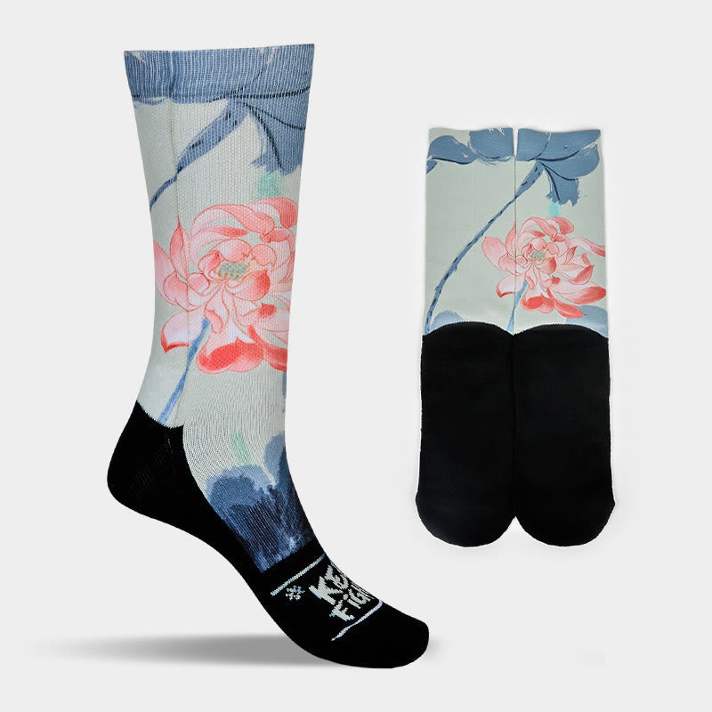 Nimara Ritual Casual Lotus Painting Micro Crew Men Women Unisex Socks
