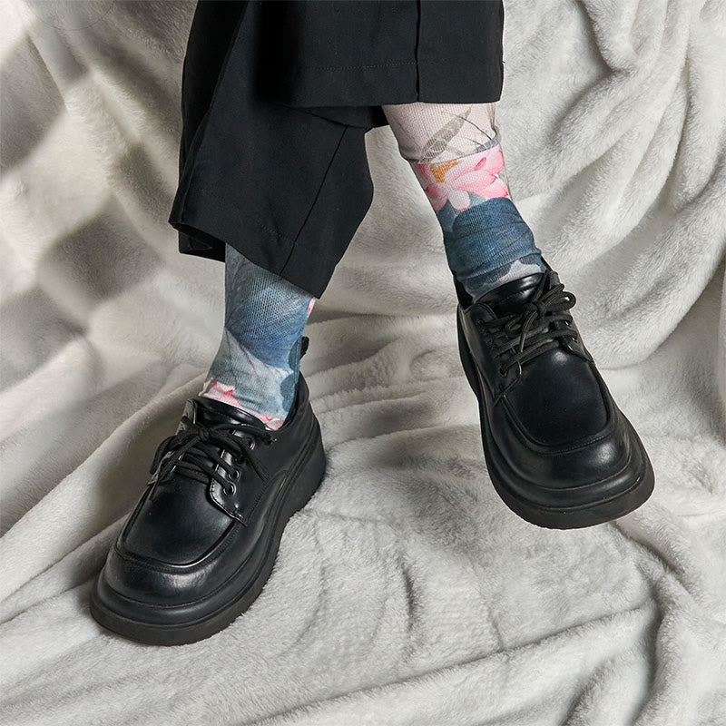 Nimara Ritual Casual Lotus Flowers Leaves Butterfly Micro Crew Men Women Unisex Socks