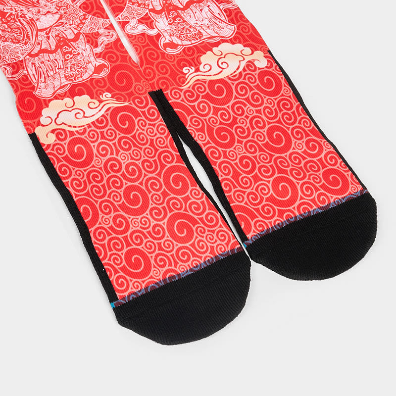 Nimara Ritual Casual God Of Wealth Auspicious Clouds Micro Crew Men Women Unisex Socks
