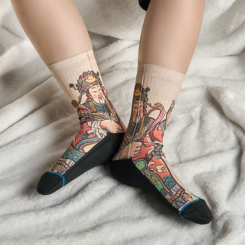 Nimara Ritual Casual God Of Wealth Ruyi Handle Micro Crew Men Women Unisex Socks
