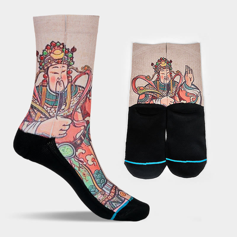 Nimara Ritual Casual God Of Wealth Ruyi Handle Micro Crew Men Women Unisex Socks