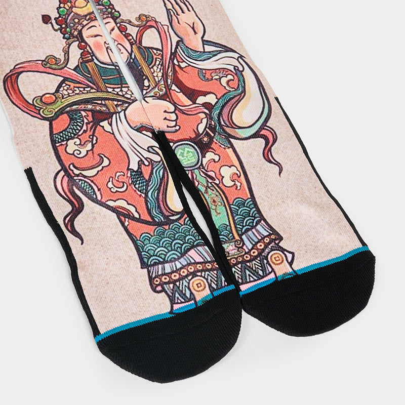 Nimara Ritual Casual God Of Wealth Ruyi Handle Micro Crew Men Women Unisex Socks