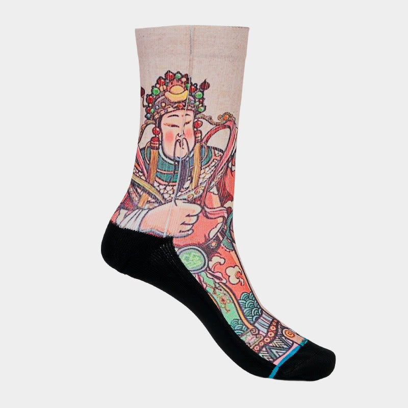 Nimara Ritual Casual God Of Wealth Ruyi Handle Micro Crew Men Women Unisex Socks