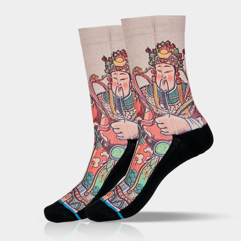 Nimara Ritual Casual God Of Wealth Ruyi Handle Micro Crew Men Women Unisex Socks