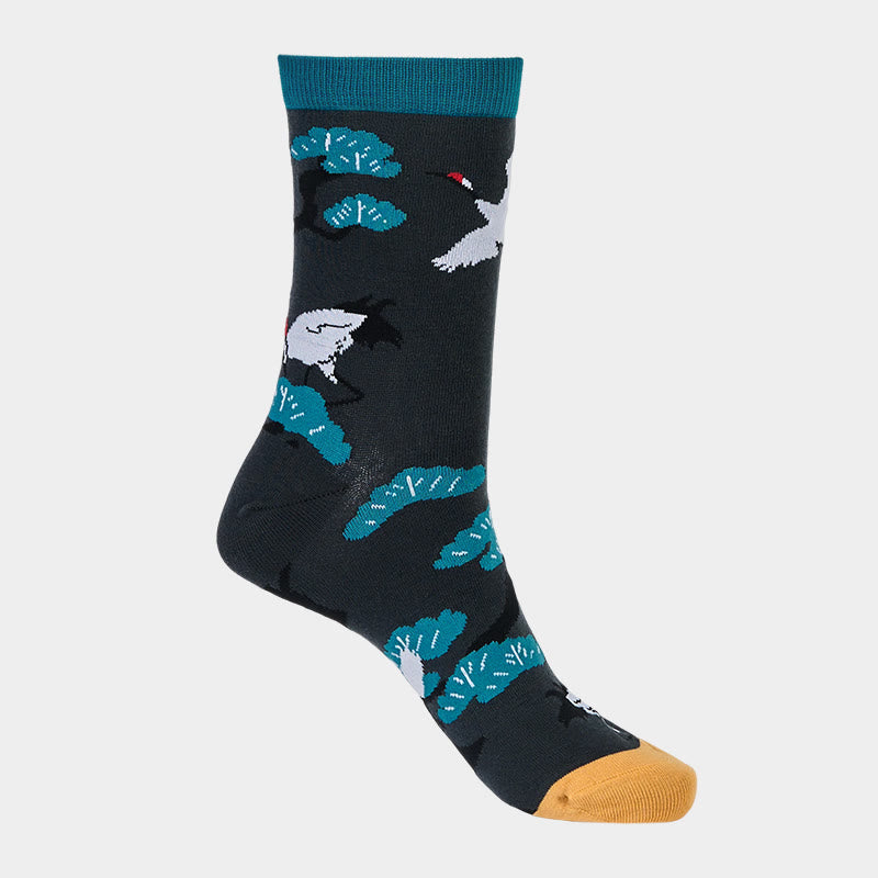Nimara Ritual "Create Yourself" White Crane Pine Tree Women's Socks Includes Gift Message Card