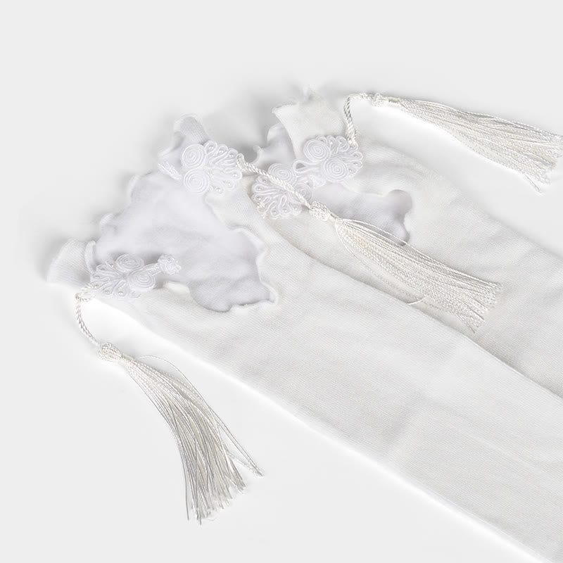 Nimara Ritual Pure Color Chinese Frog-Button Tassels Design Women's Micro Crew Cotton Socks