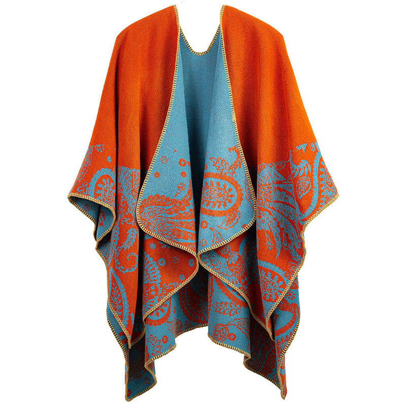 Nimara Ritual Fall Winter Tibetan Paisley Pattern Shawl Thermal Cozy Unisex Scarf Wrap