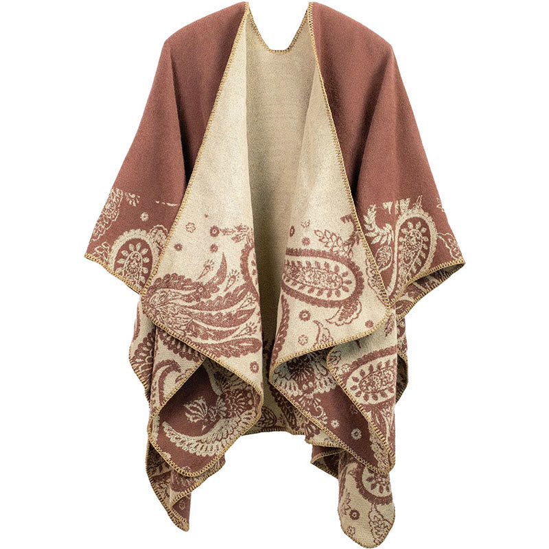 Nimara Ritual Fall Winter Tibetan Paisley Pattern Shawl Thermal Cozy Unisex Scarf Wrap