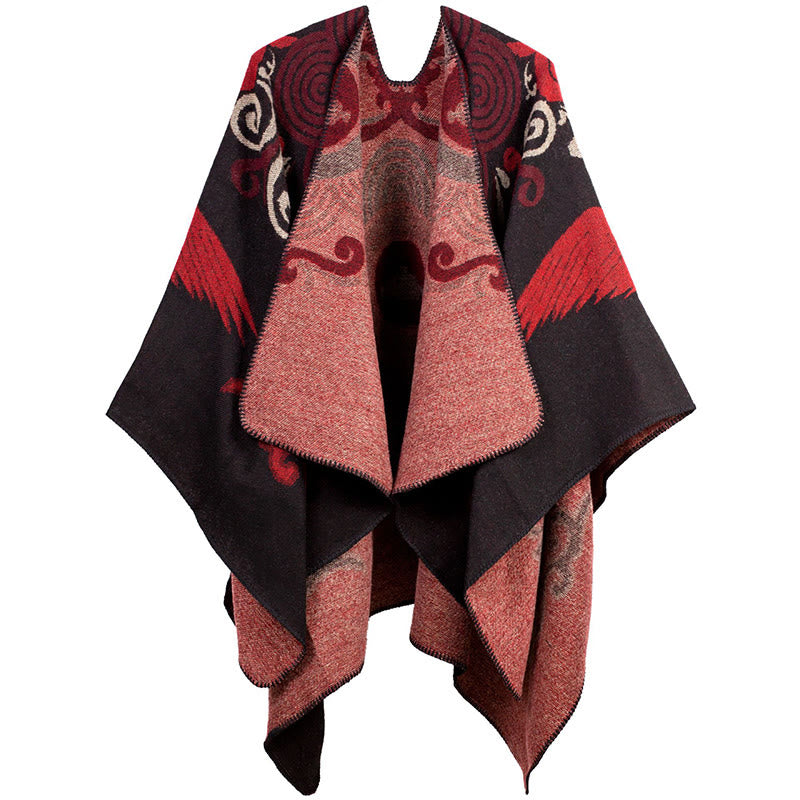 Nimara Ritual Tibetan Open Front Auspicious Cloud Crane Pattern Unisex Cozy Scarf Shawl